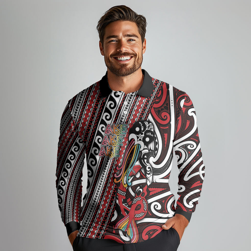 Personalised Maori Language Week Long Sleeve Polo Shirt Ake Ake Ake Tribal Patterns DT05 - Polynesian Pride