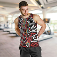 Personalised Maori Language Week Men Tank Top Ake Ake Ake Tribal Patterns DT05 Red - Polynesian Pride