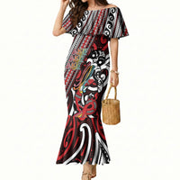 Personalised Maori Language Week Mermaid Dress Ake Ake Ake Tribal Patterns DT05 Women Red - Polynesian Pride
