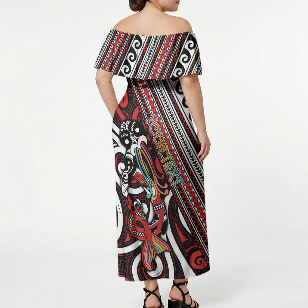 Personalised Maori Language Week Off Shoulder Maxi Dress Ake Ake Ake Tribal Patterns DT05 - Polynesian Pride