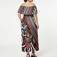 Personalised Maori Language Week Off Shoulder Maxi Dress Ake Ake Ake Tribal Patterns DT05 - Polynesian Pride