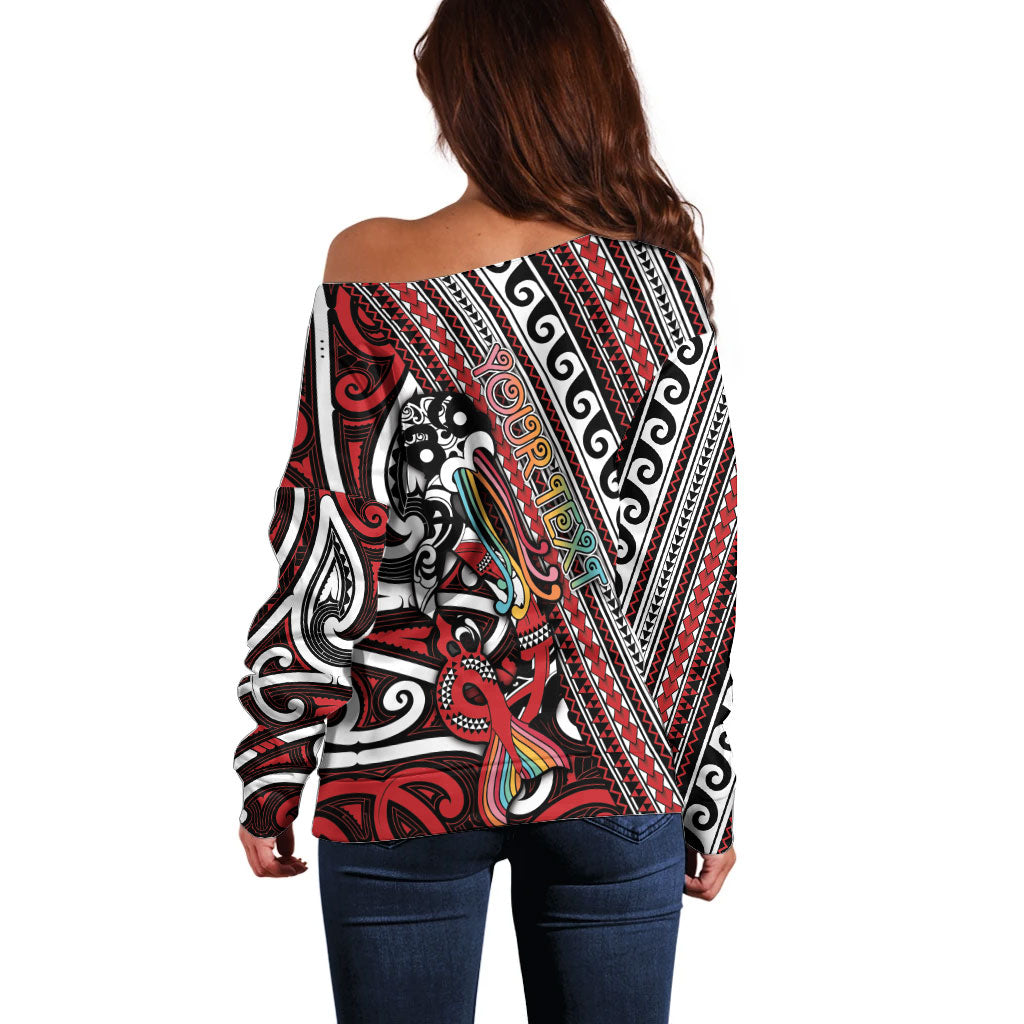 Personalised Maori Language Week Off Shoulder Sweater Ake Ake Ake Tribal Patterns DT05 - Polynesian Pride
