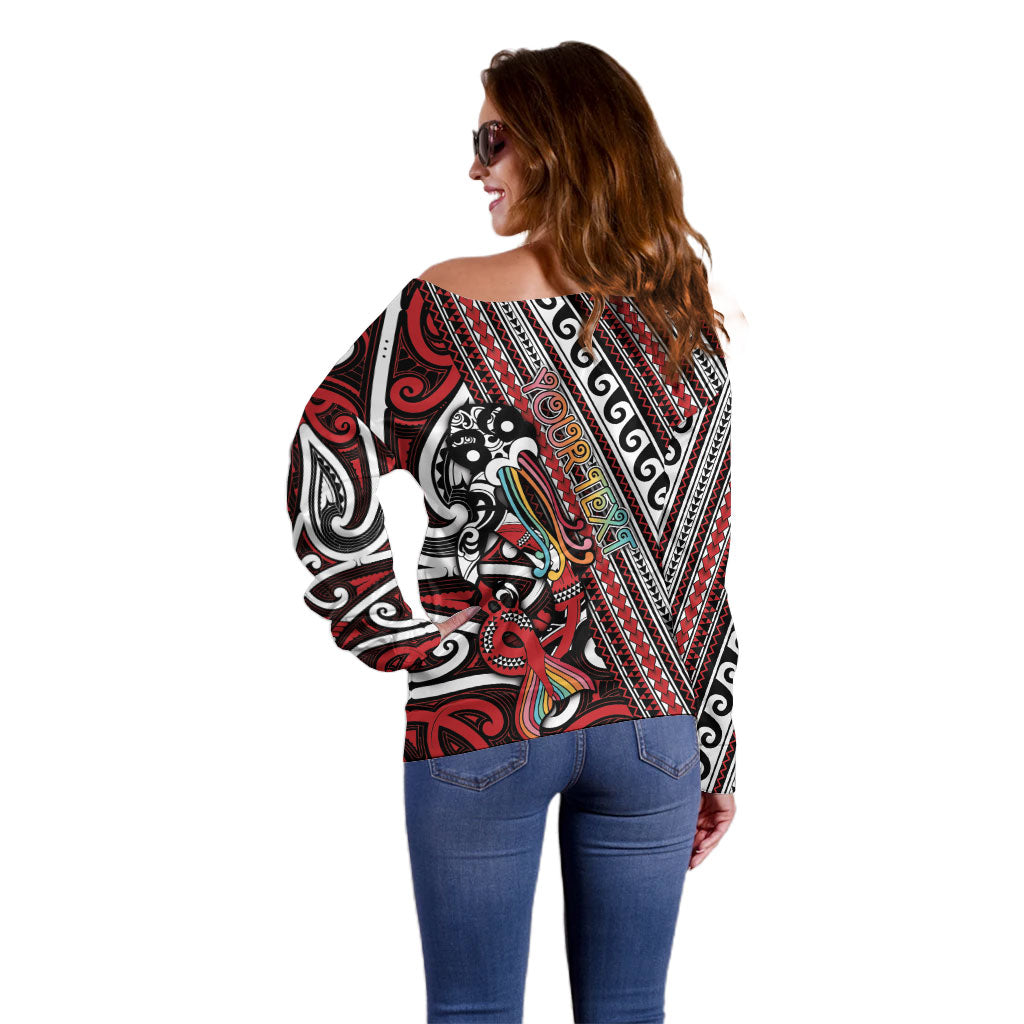 Personalised Maori Language Week Off Shoulder Sweater Ake Ake Ake Tribal Patterns DT05 - Polynesian Pride