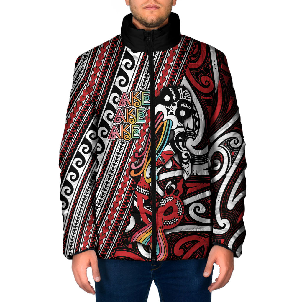Personalised Maori Language Week Padded Jacket Ake Ake Ake Tribal Patterns DT05 Men Red - Polynesian Pride