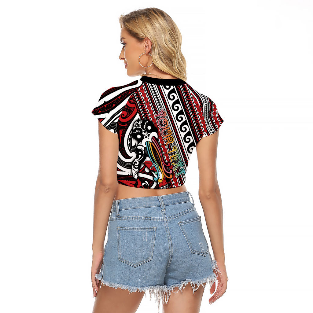 Personalised Maori Language Week Raglan Cropped T Shirt Ake Ake Ake Tribal Patterns DT05 - Polynesian Pride