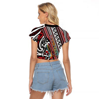 Personalised Maori Language Week Raglan Cropped T Shirt Ake Ake Ake Tribal Patterns DT05 - Polynesian Pride
