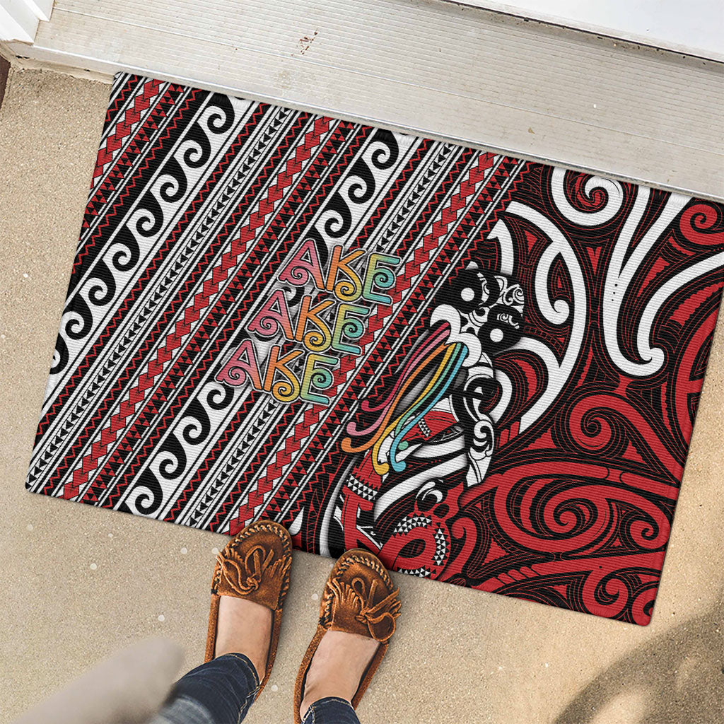 Maori Language Week Rubber Doormat Ake Ake Ake Tribal Patterns DT05 - Polynesian Pride