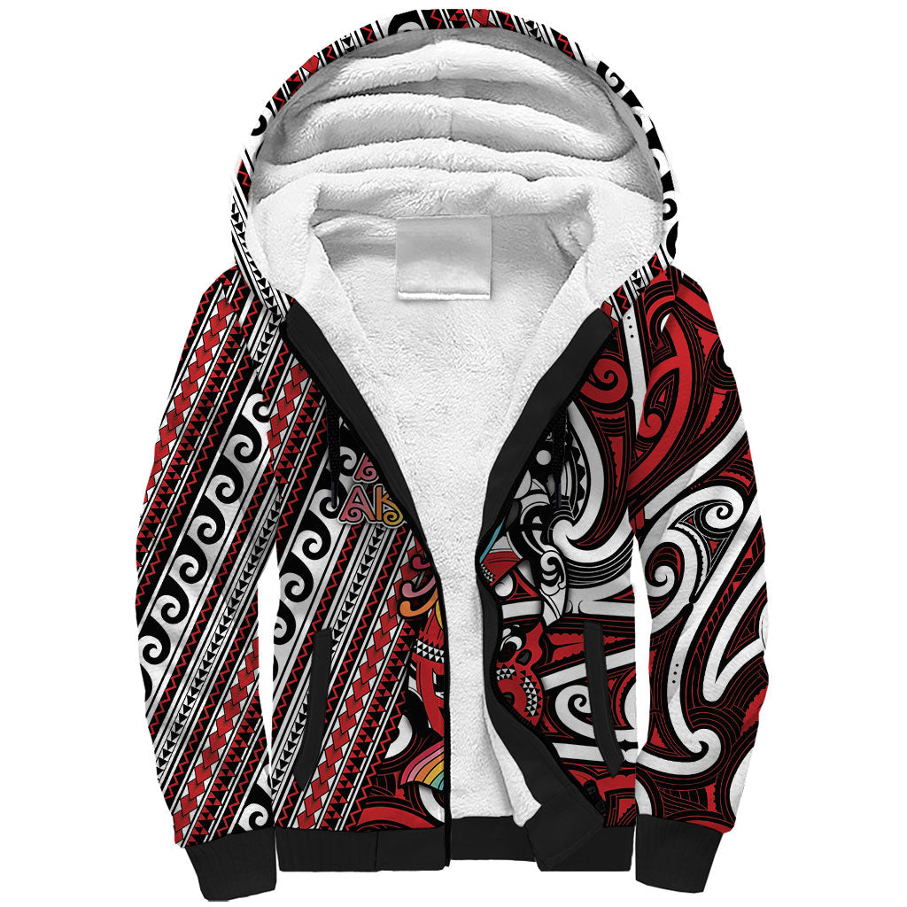 Personalised Maori Language Week Sherpa Hoodie Ake Ake Ake Tribal Patterns DT05 Unisex Red - Polynesian Pride
