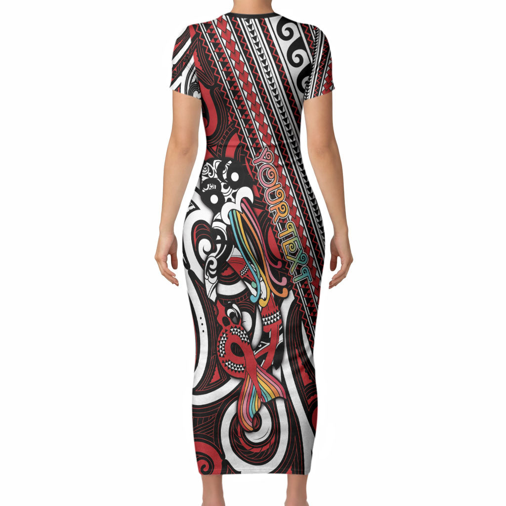 Personalised Maori Language Week Short Sleeve Bodycon Dress Ake Ake Ake Tribal Patterns DT05 - Polynesian Pride