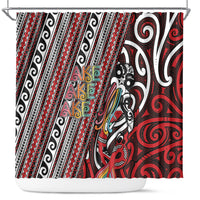 Maori Language Week Shower Curtain Ake Ake Ake Tribal Patterns DT05 Red - Polynesian Pride