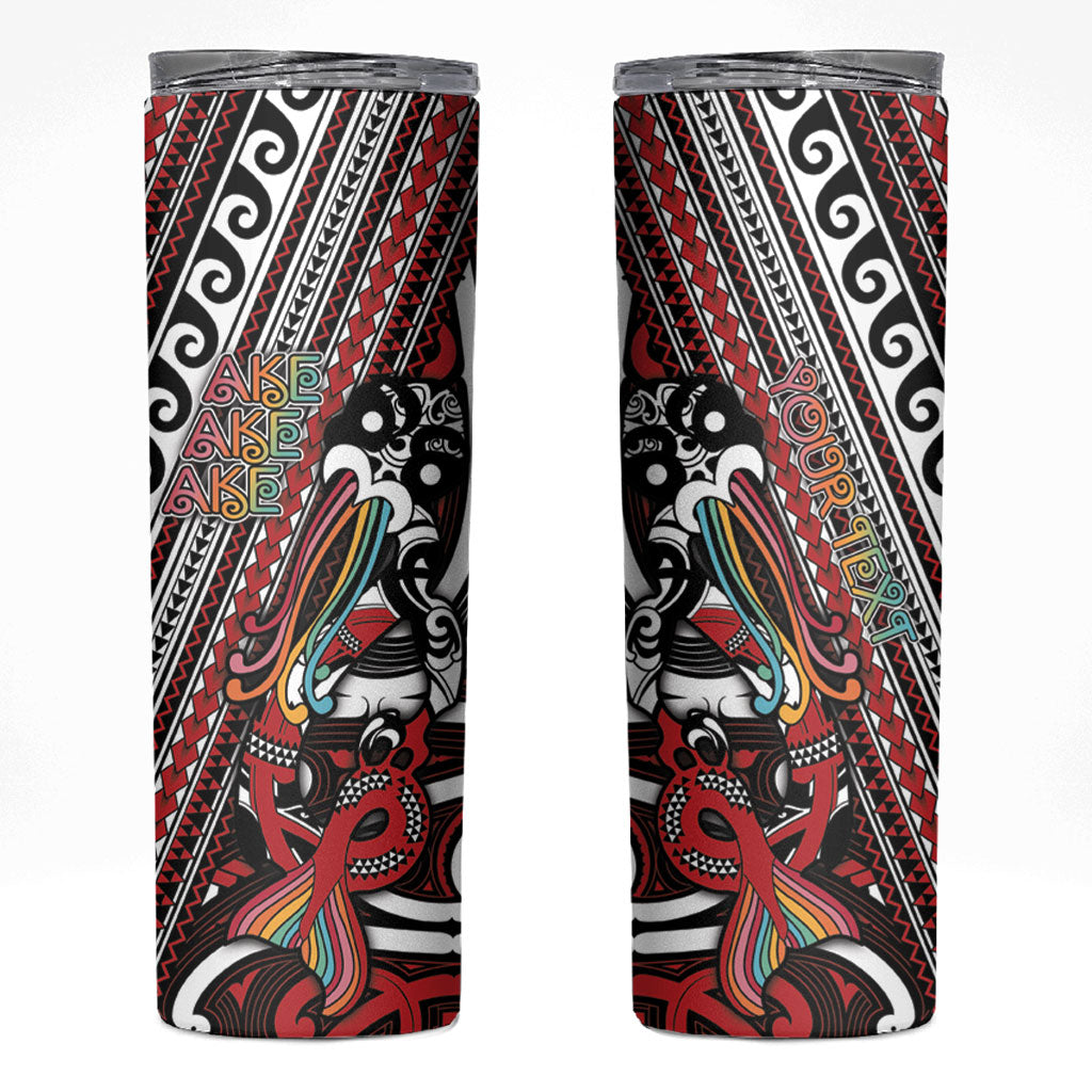 Personalised Maori Language Week Skinny Tumbler Ake Ake Ake Tribal Patterns DT05 Red - Polynesian Pride