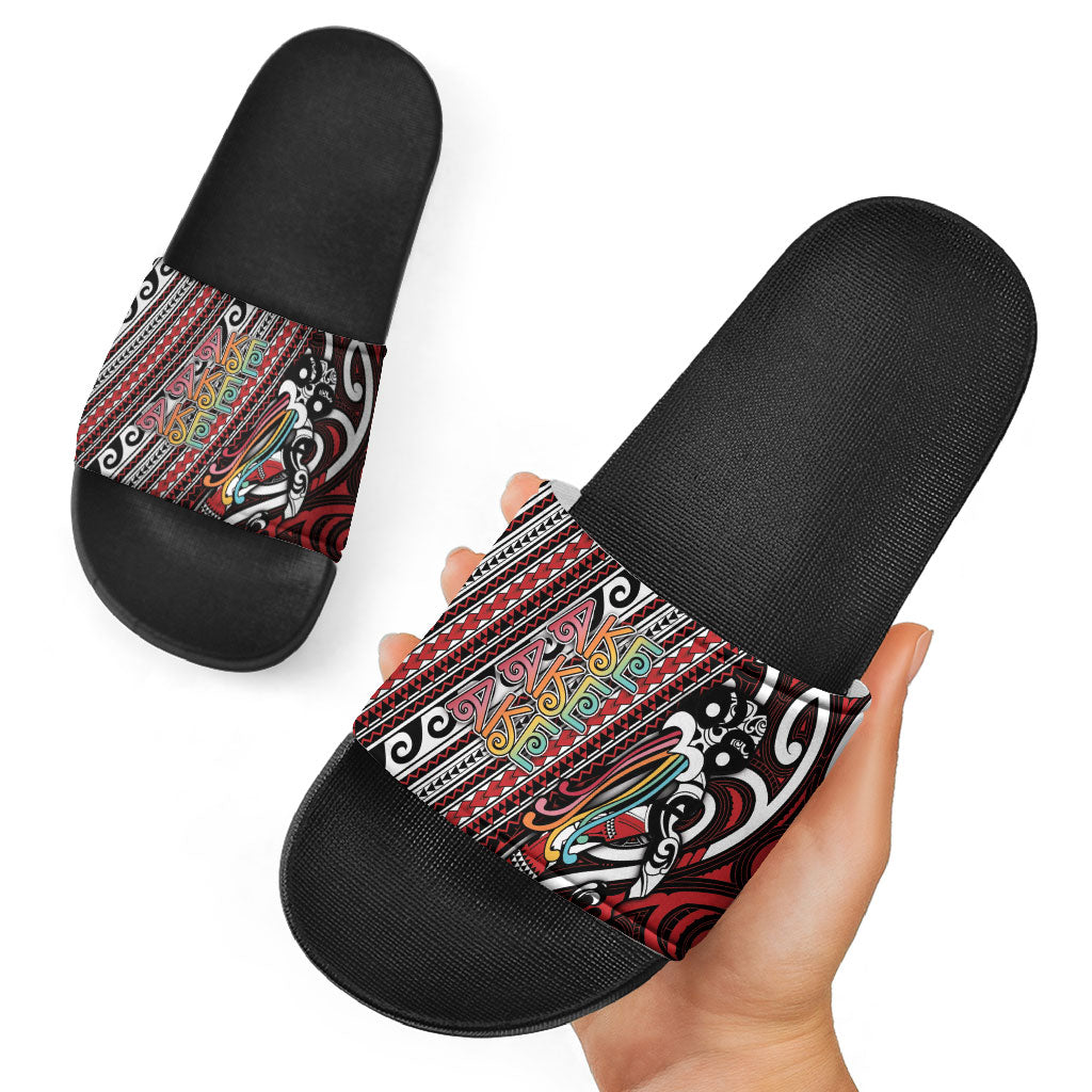 Maori Language Week Slide Sandals Ake Ake Ake Tribal Patterns DT05 - Polynesian Pride