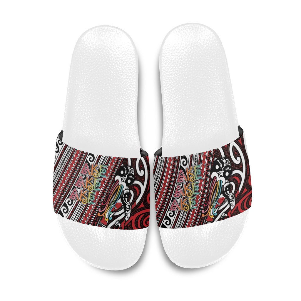 Maori Language Week Slide Sandals Ake Ake Ake Tribal Patterns DT05 Red - Polynesian Pride