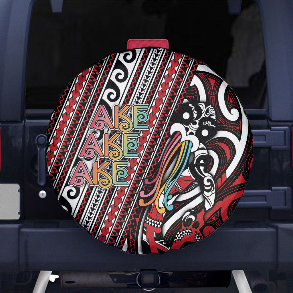 Maori Language Week Spare Tire Cover Ake Ake Ake Tribal Patterns DT05 No hole Red - Polynesian Pride