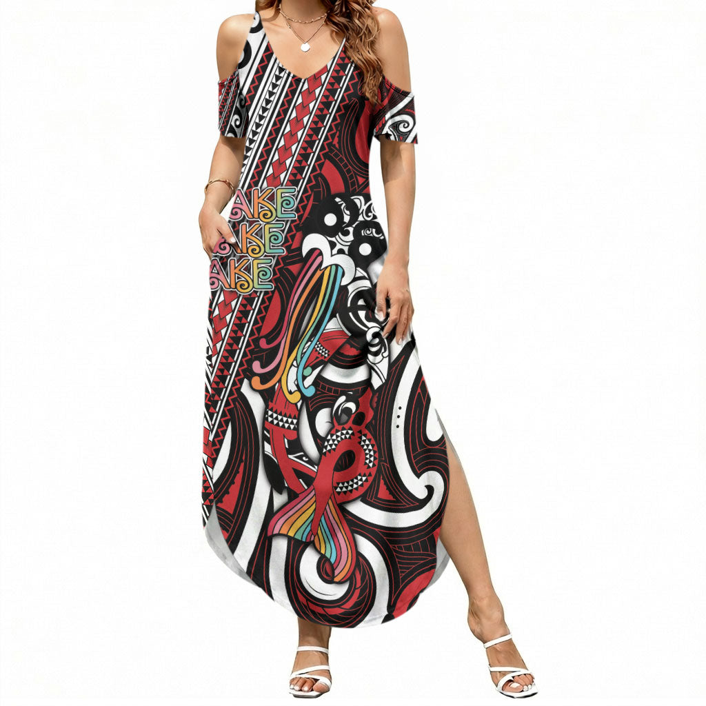 Personalised Maori Language Week Summer Maxi Dress Ake Ake Ake Tribal Patterns DT05 Women Red - Polynesian Pride