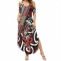 Personalised Maori Language Week Summer Maxi Dress Ake Ake Ake Tribal Patterns DT05 Women Red - Polynesian Pride