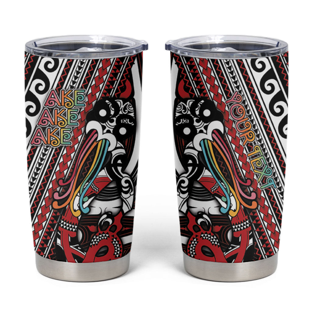 Personalised Maori Language Week Tumbler Cup Ake Ake Ake Tribal Patterns DT05 Red - Polynesian Pride