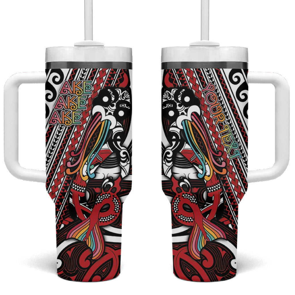 Personalised Maori Language Week Tumbler With Handle Ake Ake Ake Tribal Patterns DT05 One Size: 40 oz Red - Polynesian Pride