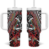 Personalised Maori Language Week Tumbler With Handle Ake Ake Ake Tribal Patterns DT05 One Size: 40 oz Red - Polynesian Pride