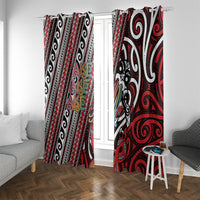 Maori Language Week Window Curtain Ake Ake Ake Tribal Patterns DT05 With Grommets Red - Polynesian Pride