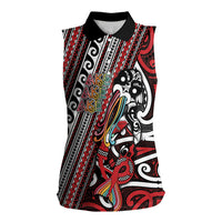 Personalised Maori Language Week Women Sleeveless Polo Shirt Ake Ake Ake Tribal Patterns DT05 Female Red - Polynesian Pride