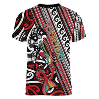 Personalised Maori Language Week Women V-Neck T-Shirt Ake Ake Ake Tribal Patterns DT05 - Polynesian Pride