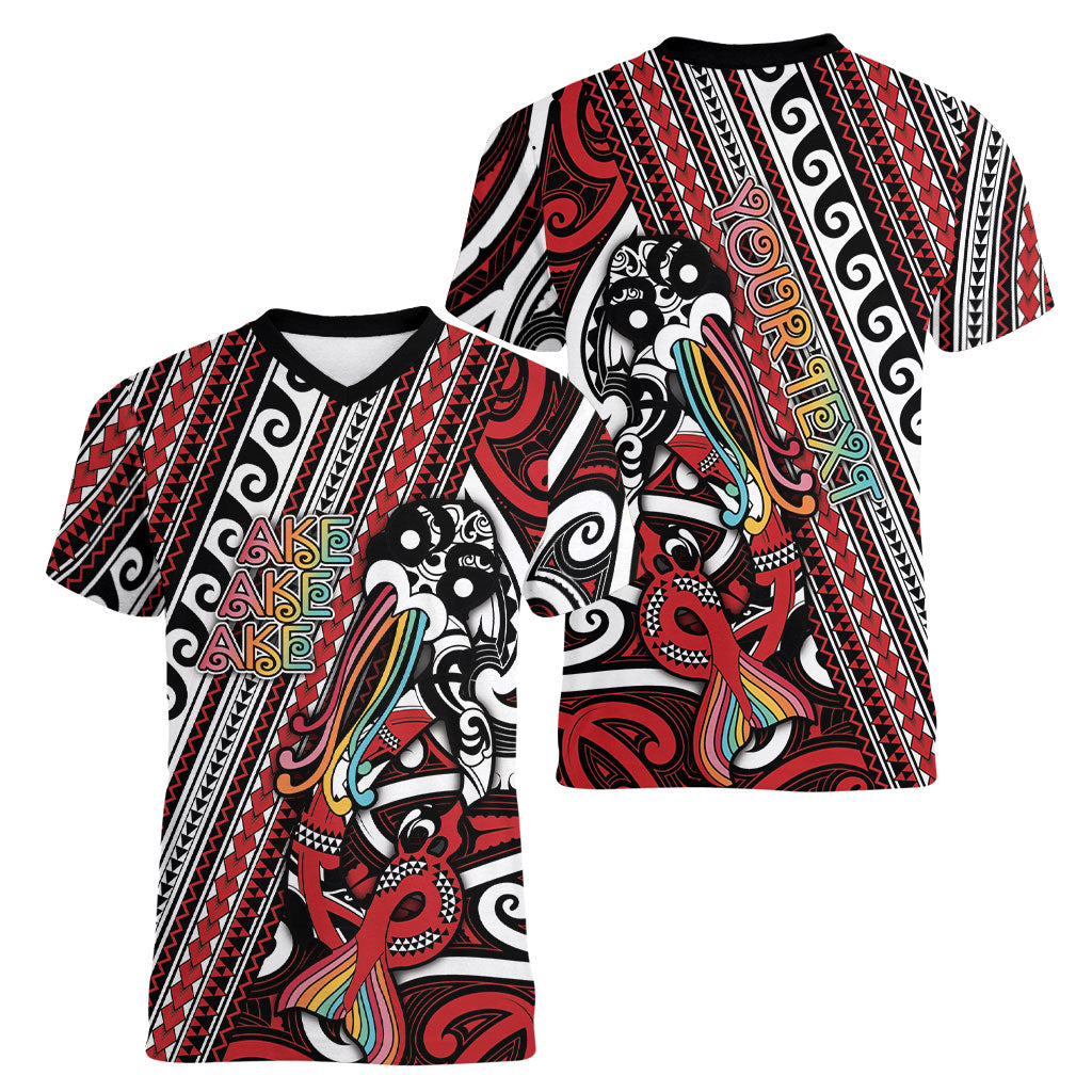 Personalised Maori Language Week Women V-Neck T-Shirt Ake Ake Ake Tribal Patterns DT05 - Polynesian Pride