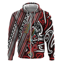 Personalised Maori Language Week Zip Hoodie Ake Ake Ake Tribal Patterns DT05 Zip Hoodie Red - Polynesian Pride