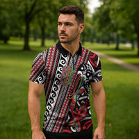 Personalised Maori Language Week Zipper Polo Shirt Ake Ake Ake Tribal Patterns DT05 - Polynesian Pride