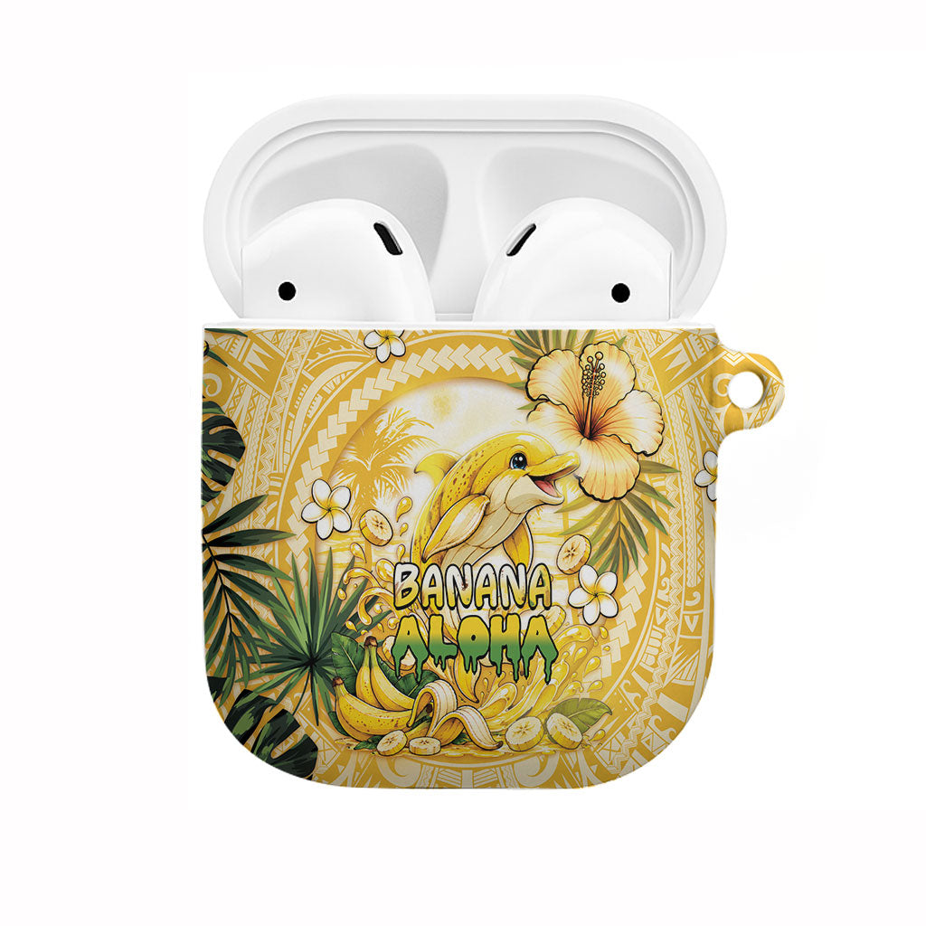 Hawaii Banana Dolphin AirPods Case Cute Cosplay Naiʻa Fish Tribal Patterns DT05 Yellow - Polynesian Pride