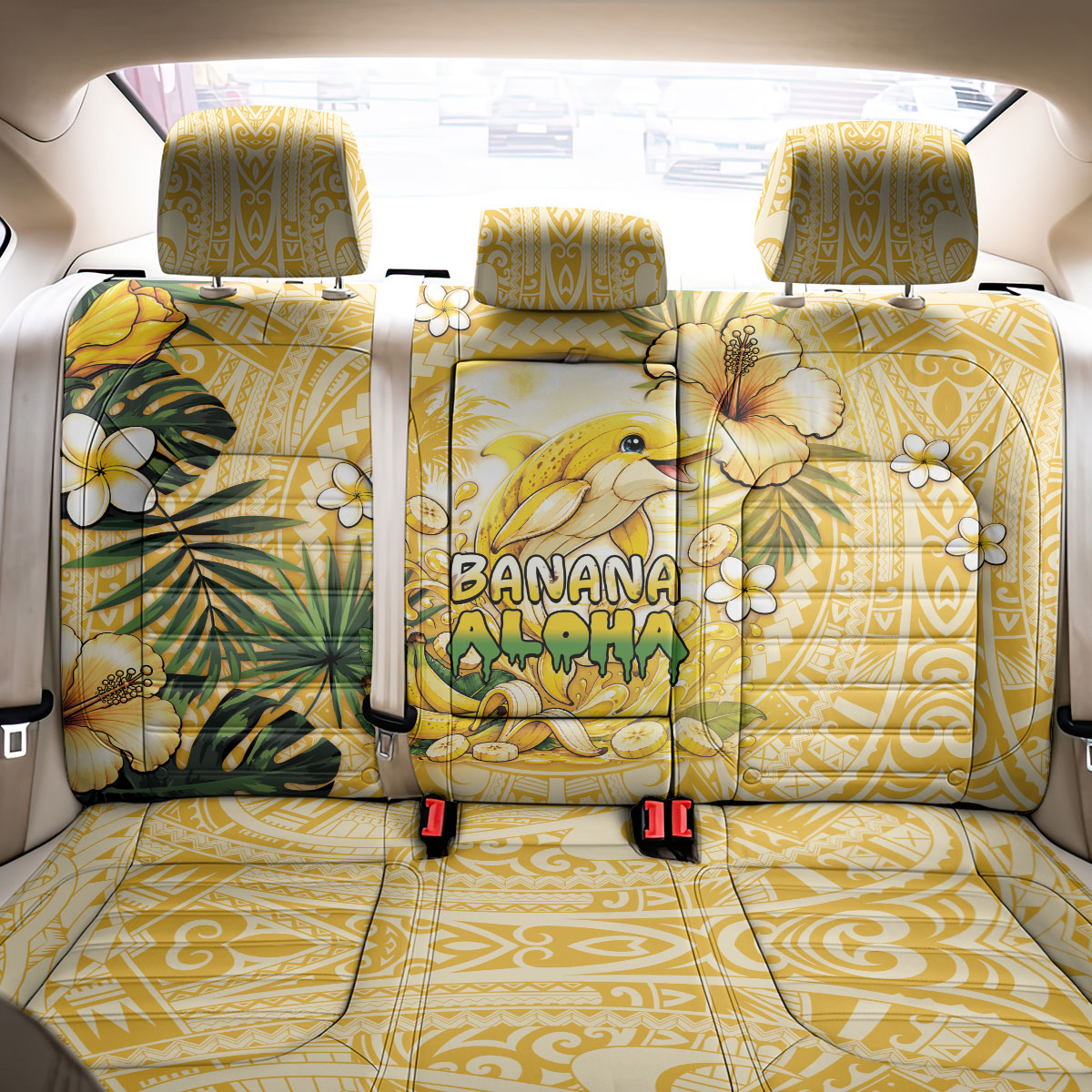 Hawaii Banana Dolphin Back Car Seat Cover Cute Cosplay Naiʻa Fish Tribal Patterns DT05 - Polynesian Pride
