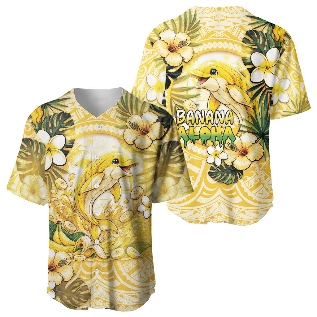 Hawaii Banana Dolphin Baseball Jersey Cute Cosplay Naiʻa Fish Tribal Patterns DT05 - Polynesian Pride