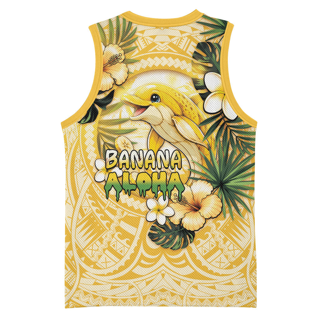 Hawaii Banana Dolphin Basketball Jersey Cute Cosplay Naiʻa Fish Tribal Patterns DT05 - Polynesian Pride