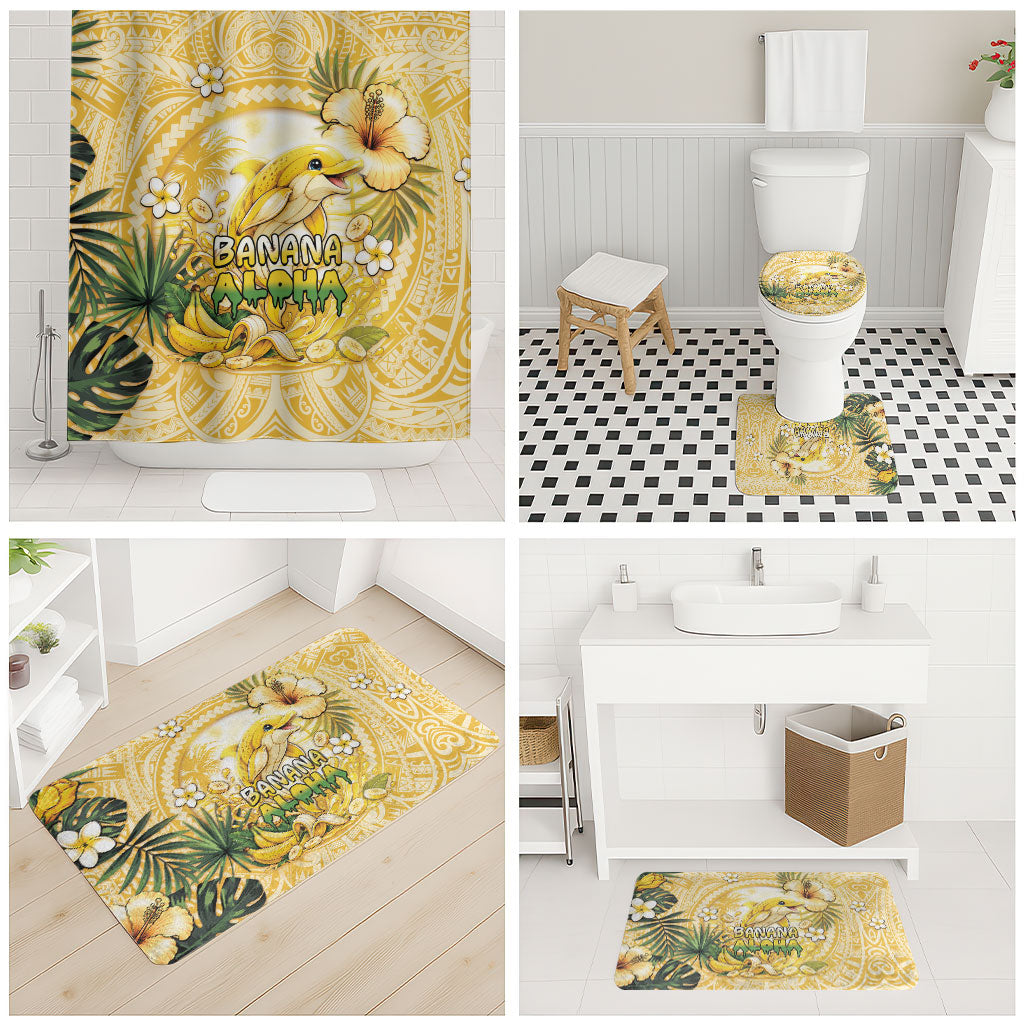 Hawaii Banana Dolphin Bathroom Set Cute Cosplay Naiʻa Fish Tribal Patterns DT05 - Polynesian Pride