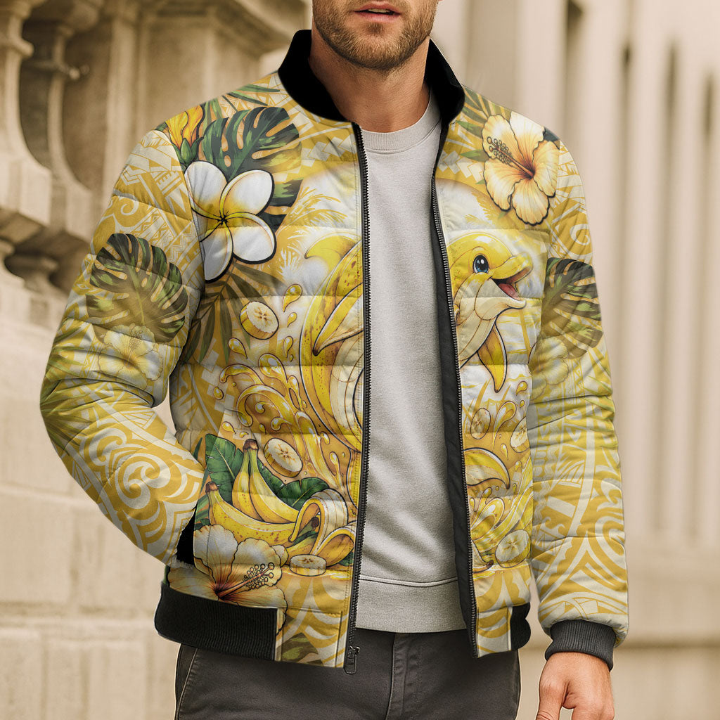Hawaii Banana Dolphin Bomber Puffer Jacket Cute Cosplay Naiʻa Fish Tribal Patterns DT05 - Polynesian Pride