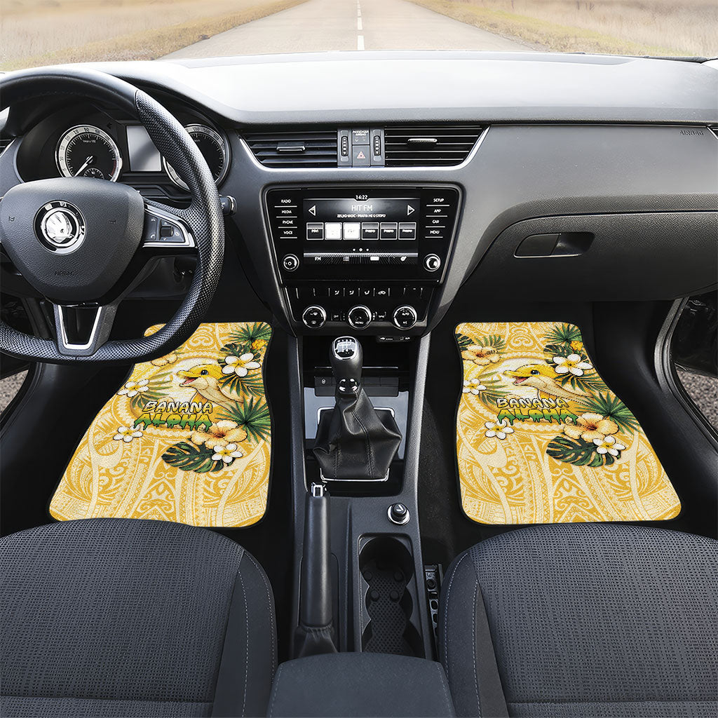 Hawaii Banana Dolphin Car Mats Cute Cosplay Naiʻa Fish Tribal Patterns DT05 Set 2pcs - Front Yellow - Polynesian Pride