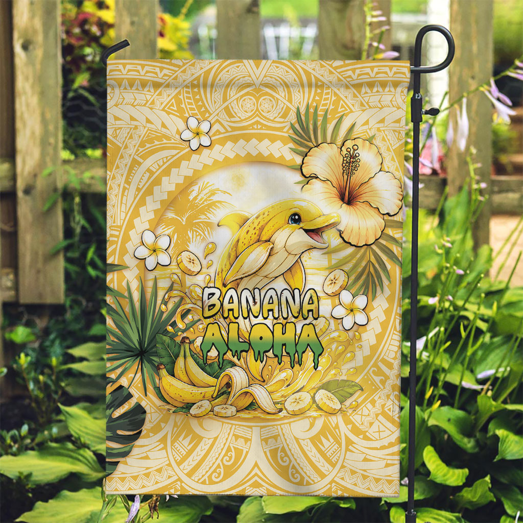 Hawaii Banana Dolphin Garden Flag Cute Cosplay Naiʻa Fish Tribal Patterns DT05 Garden Flag Yellow - Polynesian Pride