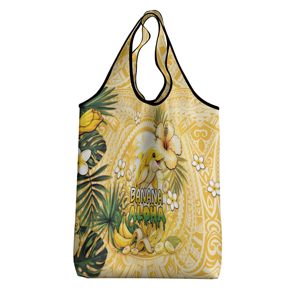 Hawaii Banana Dolphin Grocery Bag Cute Cosplay Naiʻa Fish Tribal Patterns DT05 - Polynesian Pride