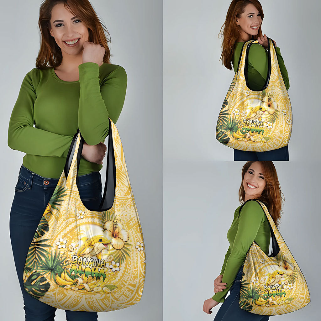 Hawaii Banana Dolphin Grocery Bag Cute Cosplay Naiʻa Fish Tribal Patterns DT05 - Polynesian Pride
