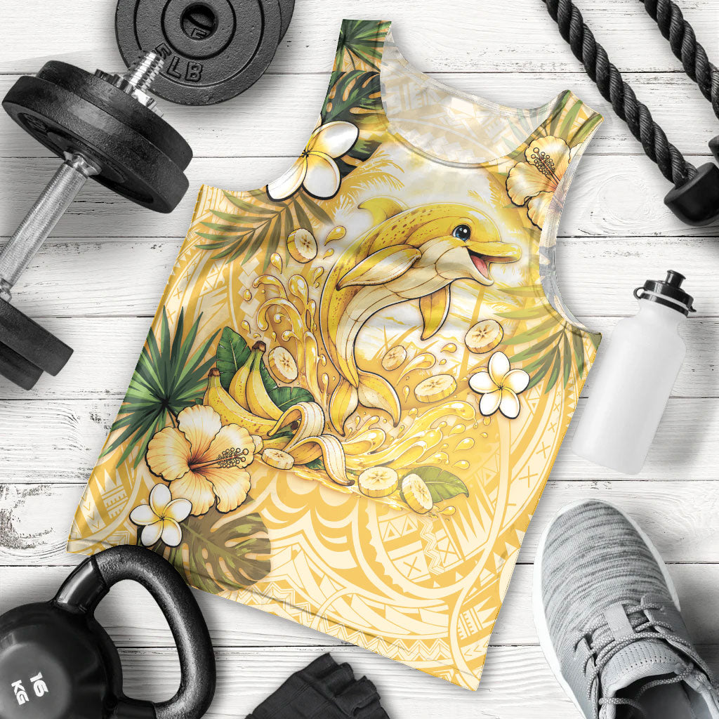 Hawaii Banana Dolphin Men Tank Top Cute Cosplay Naiʻa Fish Tribal Patterns DT05 - Polynesian Pride