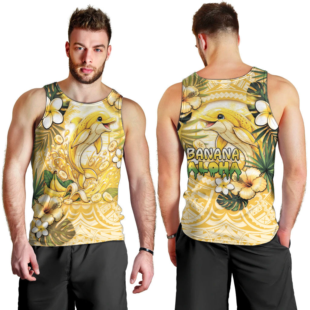 Hawaii Banana Dolphin Men Tank Top Cute Cosplay Naiʻa Fish Tribal Patterns DT05 - Polynesian Pride