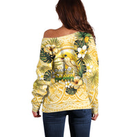 Hawaii Banana Dolphin Off Shoulder Sweater Cute Cosplay Naiʻa Fish Tribal Patterns DT05 - Polynesian Pride