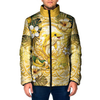 Hawaii Banana Dolphin Padded Jacket Cute Cosplay Naiʻa Fish Tribal Patterns DT05 Men Yellow - Polynesian Pride