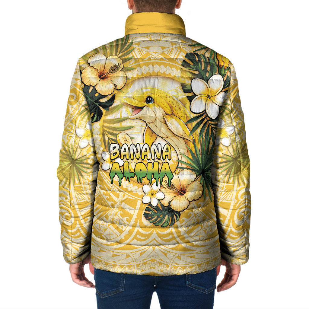 Hawaii Banana Dolphin Padded Jacket Cute Cosplay Naiʻa Fish Tribal Patterns DT05 - Polynesian Pride