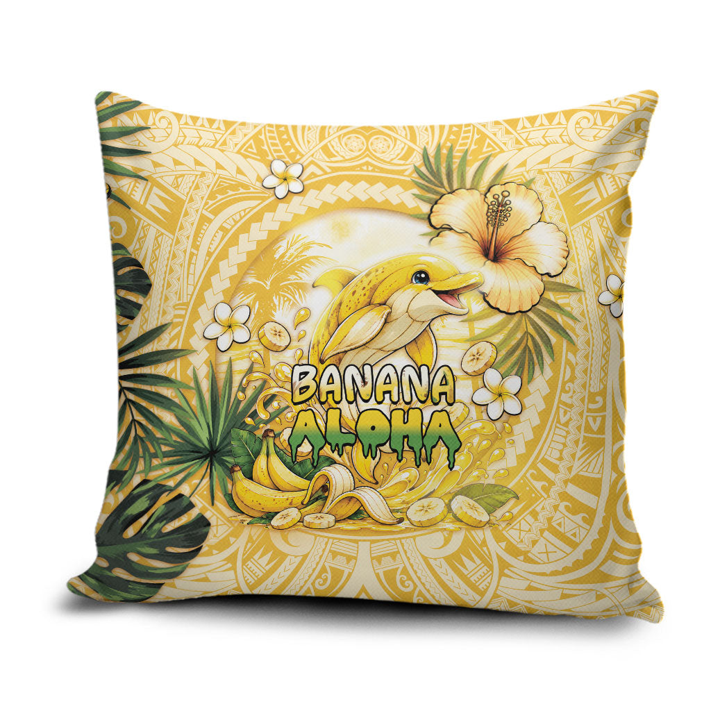 Hawaii Banana Dolphin Pillow Cover Cute Cosplay Naiʻa Fish Tribal Patterns DT05 Yellow - Polynesian Pride
