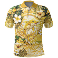 Hawaii Banana Dolphin Polo Shirt Cute Cosplay Naiʻa Fish Tribal Patterns DT05 Yellow - Polynesian Pride