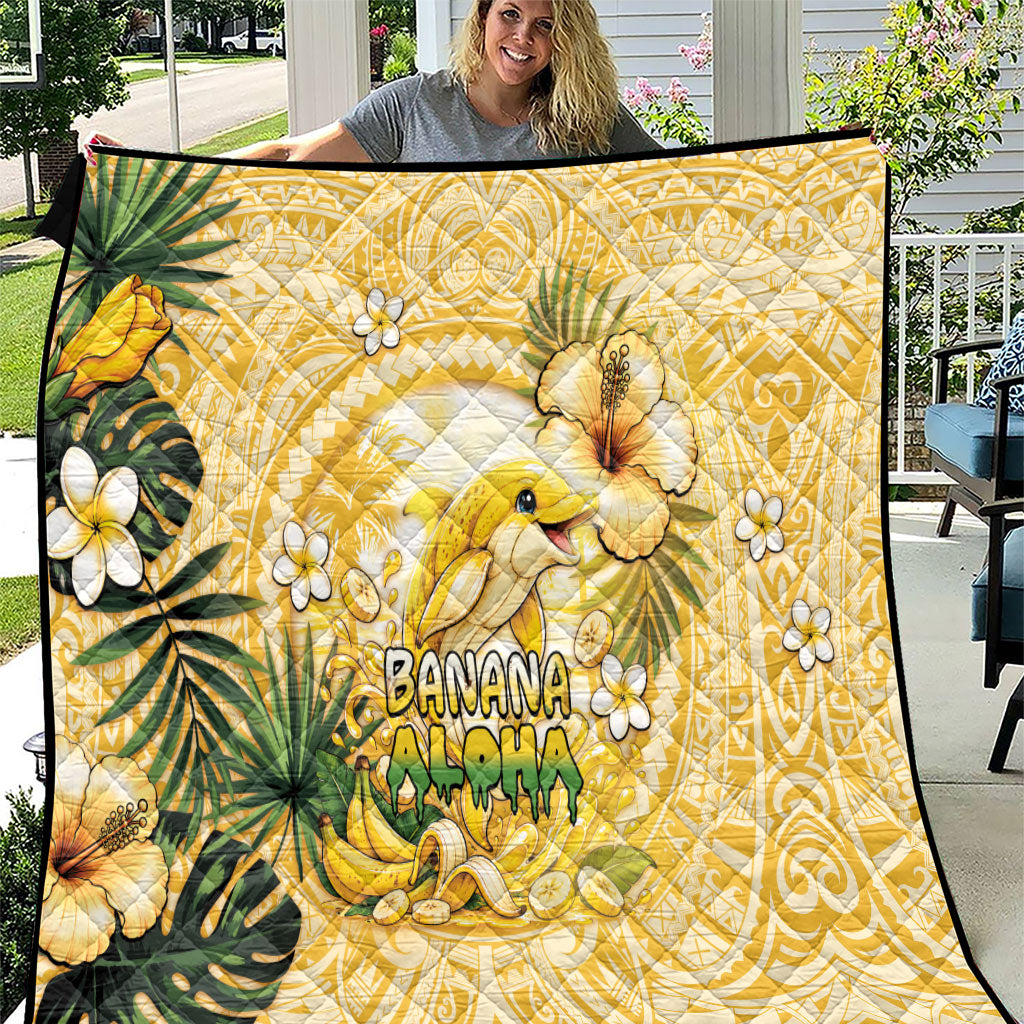 Hawaii Banana Dolphin Quilt Cute Cosplay Naiʻa Fish Tribal Patterns DT05 Yellow - Polynesian Pride