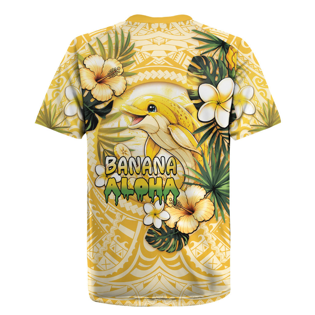 Hawaii Banana Dolphin Rugby Jersey Cute Cosplay Naiʻa Fish Tribal Patterns DT05 - Polynesian Pride