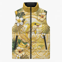 Hawaii Banana Dolphin Sleeveless Puffer Jacket Cute Cosplay Naiʻa Fish Tribal Patterns DT05 Unisex Yellow - Polynesian Pride