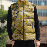 Hawaii Banana Dolphin Sleeveless Puffer Jacket Cute Cosplay Naiʻa Fish Tribal Patterns DT05 - Polynesian Pride